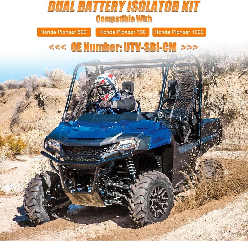 Drieaco Store 12V UTV Dual Battery Isolator Connect & Monitor Kit Fit for Honda Pioneer 1000/700/500, Replace #UTV-SBI-CM, Dual Battery Isolator Kit with LED Digital Double Voltmeter 6 Gauge Wire 12V Relay - Image 3
